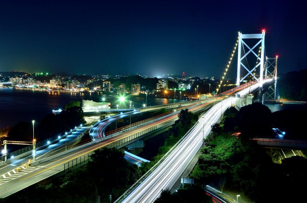 関門橋（関門自動車道）夜景